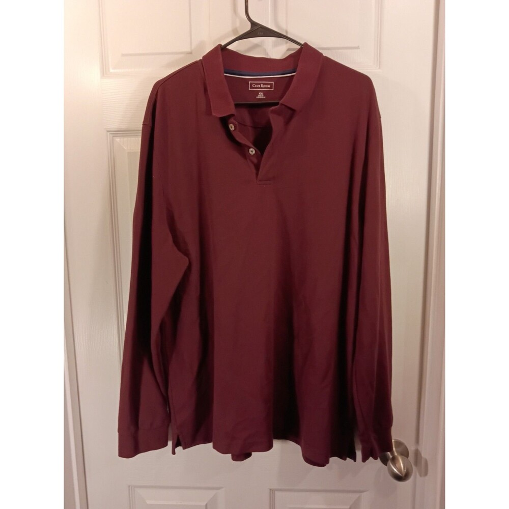 Club Room Shirt Size XXL Burgundy Long Sleeve